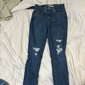 Levi's Dark Wash Ripped Skinny Jeans